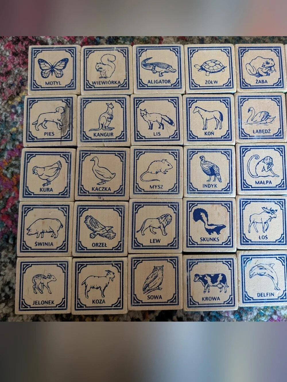 Uncle Goose 28 Wood Embossed POLISH ABC Blocks, Animals, Numbers, Letters